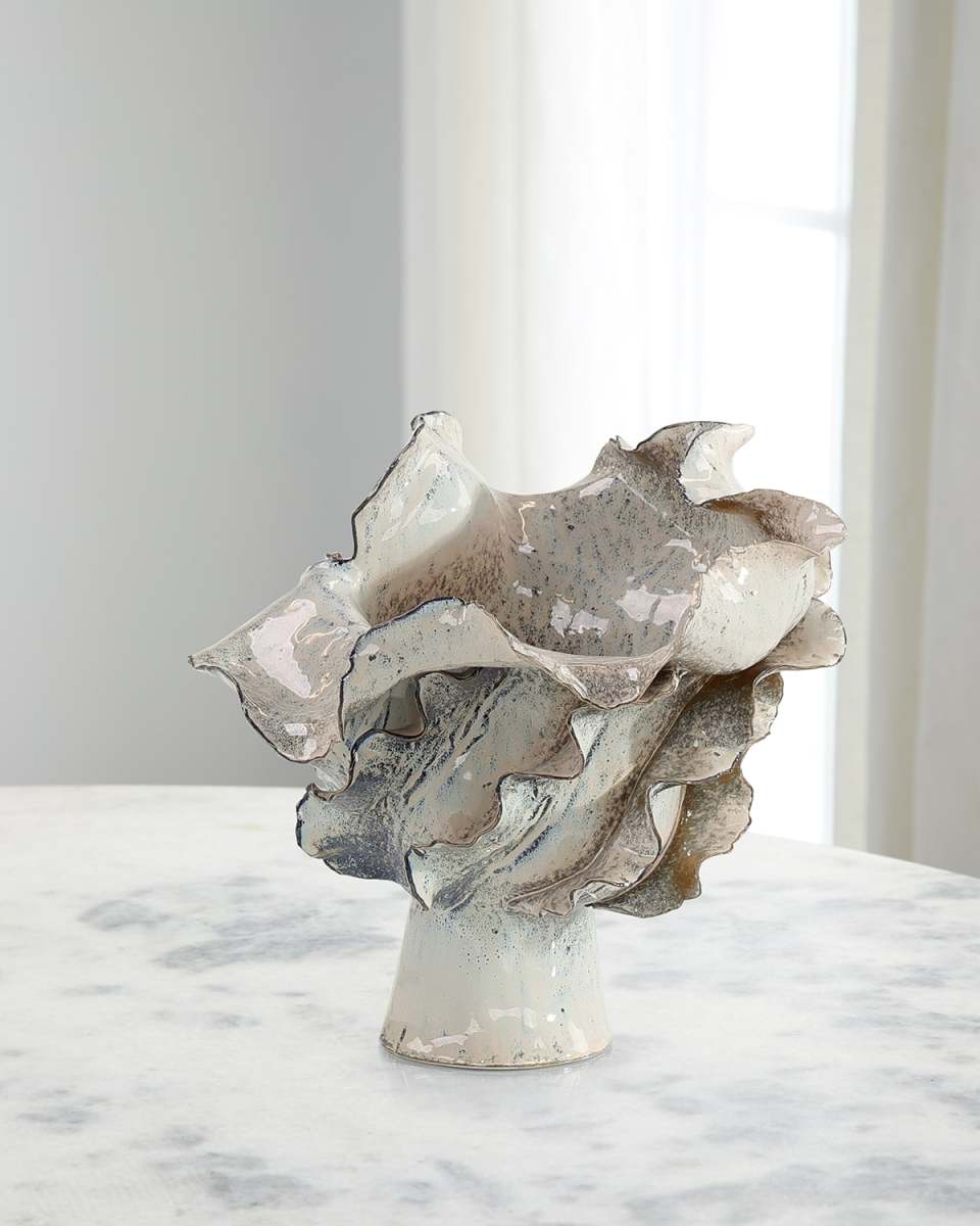 Waved Small Porcelain Vase, 12"